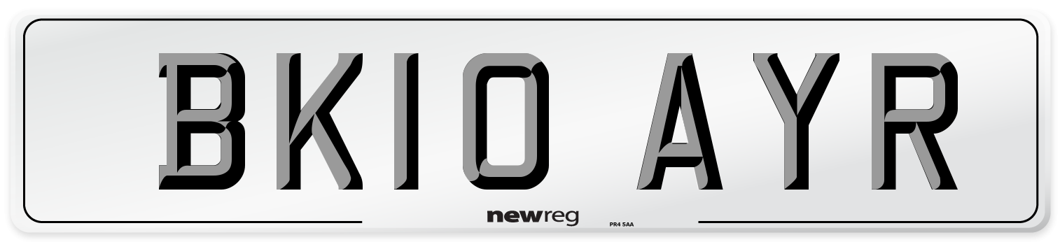 BK10 AYR Number Plate from New Reg